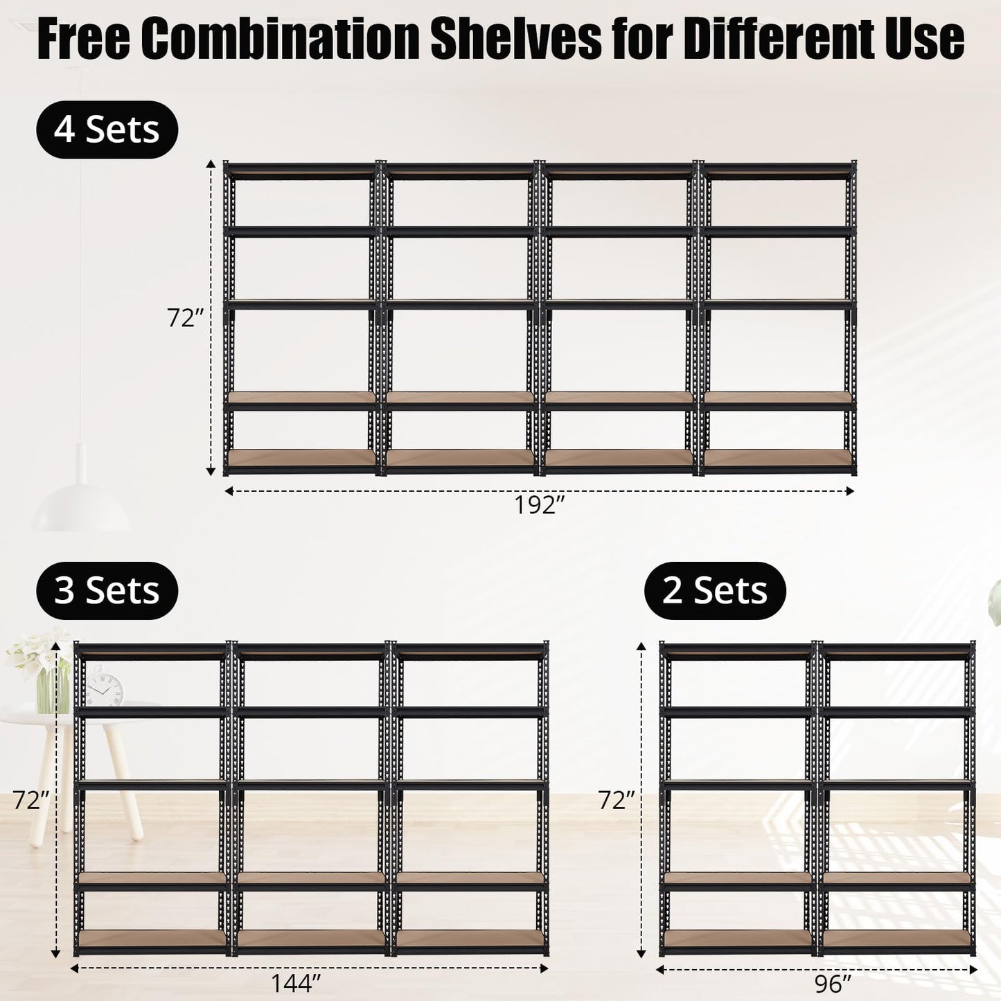 Towallmark Garage Shelving, 48 x18 x 72 Storage Shelves, Heavy Duty Storage Shelving, Durable