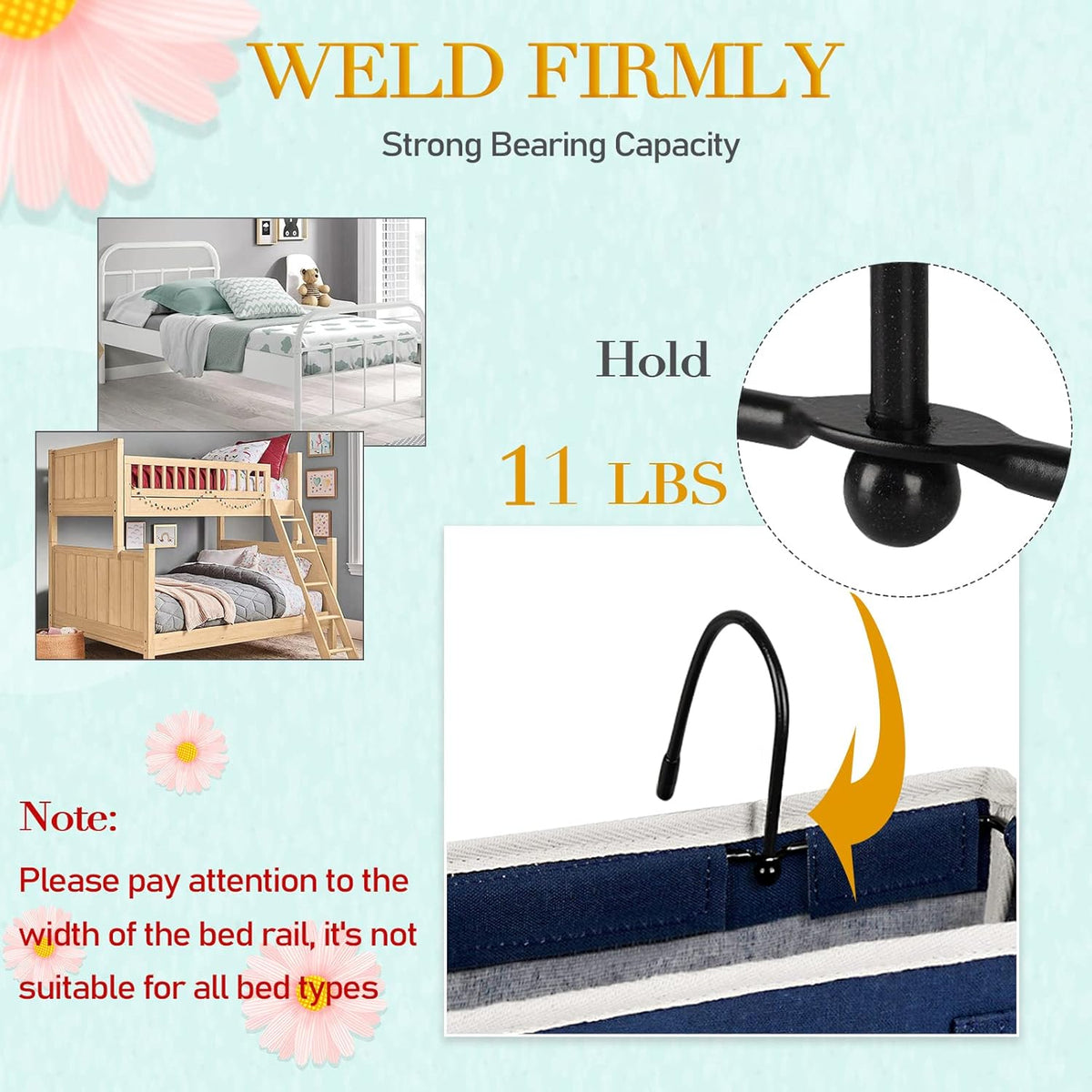 Bedside Storage Caddy/Bedside Hanging Storage Bag for Headboards Bunk Beds Dorm Rooms Book Phone