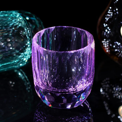 KAMMAK Crystal Whiskey Glasses Set of 2, 7oz Old Fashioned Glasses Stemless, Hand Blown Colored
