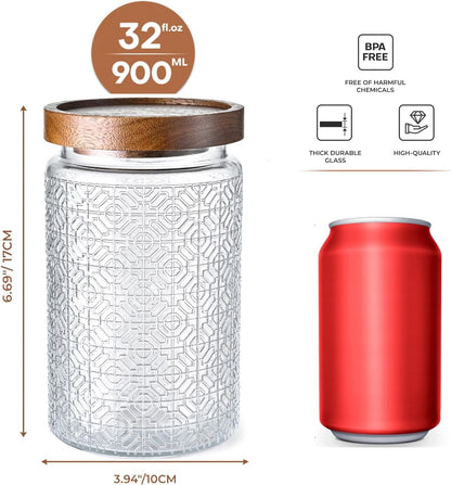32oz Vintage Glass Jar With Lid, Glass Storage Containers, Airtight Kitchen Storage Containers For