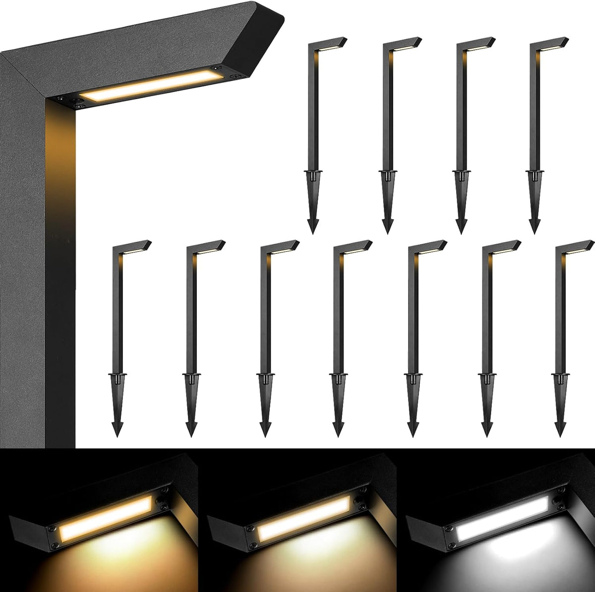 Gardencoin 3CCT LED Low Voltage Landscape Pathway Light, 12V Premium 3000K/4000K/5000K Selectable