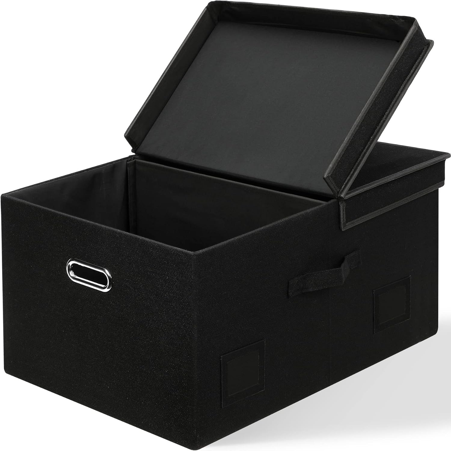 75 Quarts Extra Large Decorative Storage Bins with Lids, 1 Pack Black Collapsible Storage Bins with