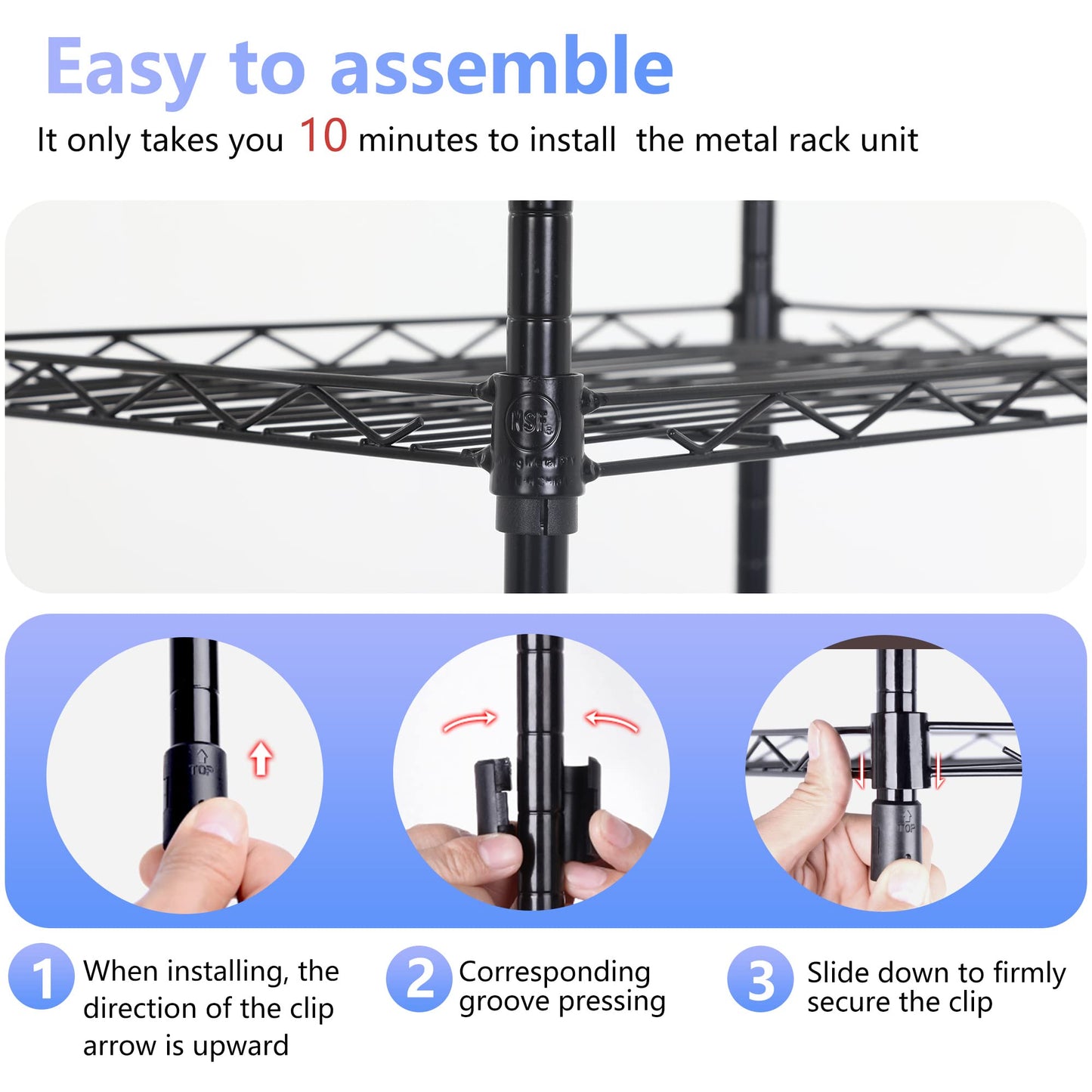 FDW Wire Shelving Units Adjustable Metal Storage Rack 23D x 13W x 30H 3 Tier Pantry Shelves NSF