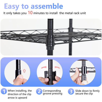 FDW Wire Shelving Units Adjustable Metal Storage Rack 23D x 13W x 30H 3 Tier Pantry Shelves NSF