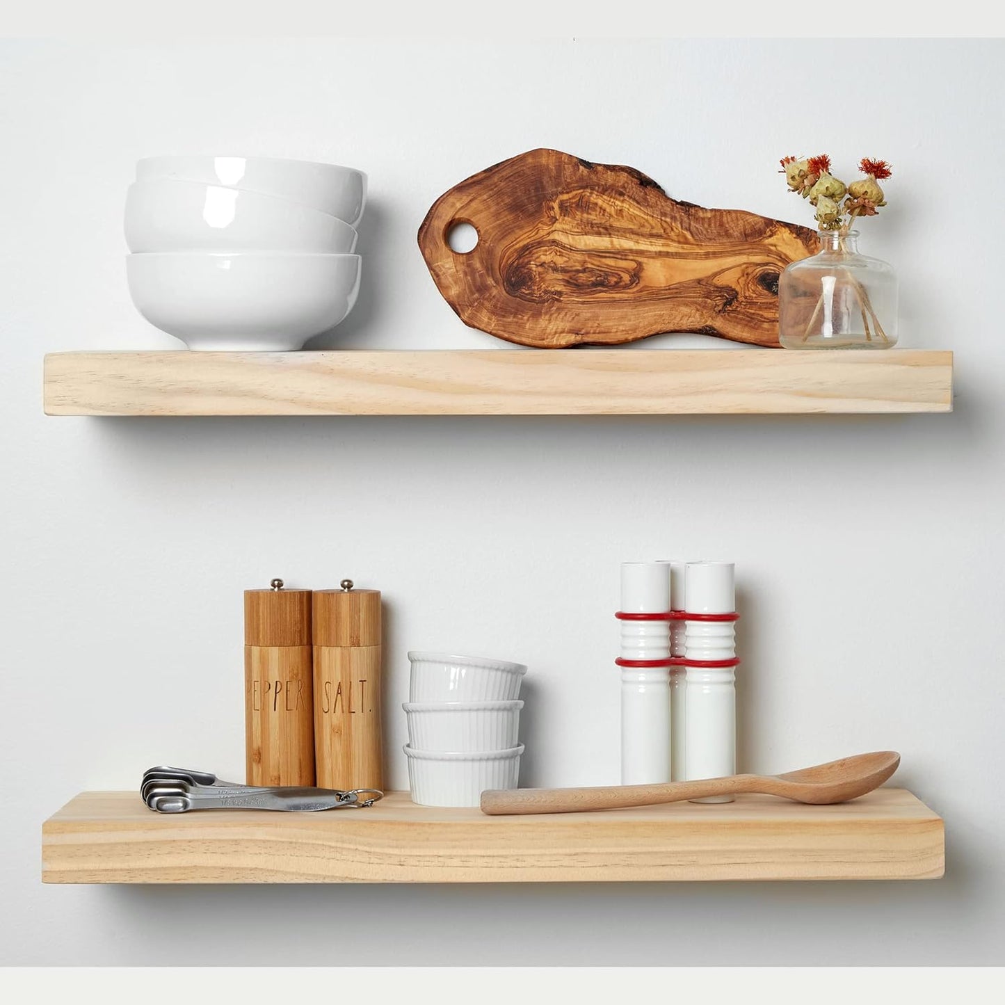 Homeforia 24 inch Wood Floating Shelves, High End Solid Natural Wood 24inch Floating Shelf for