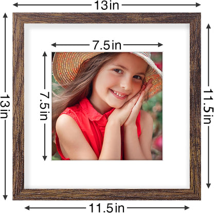 Vittanly 12x12 Picture Frames Set of 9, Shatter Resistant Plexiglass, Display 8x8 Pictures with Mat