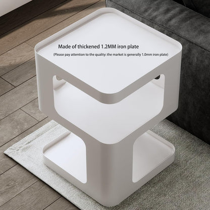 Modern Side Table,White end Table,Unique nightstand,Bedside Table,Metal 3-Tier Night Stand with