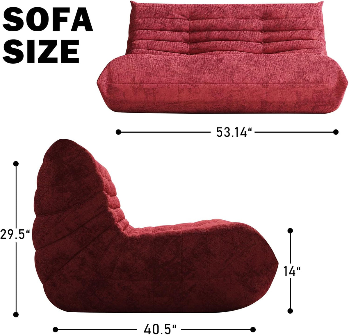 Bean Bag Chair, Loveseat Fireside Chair Bean Bag Sofa Large Bean Bag Chair for Adults, 2 Seater