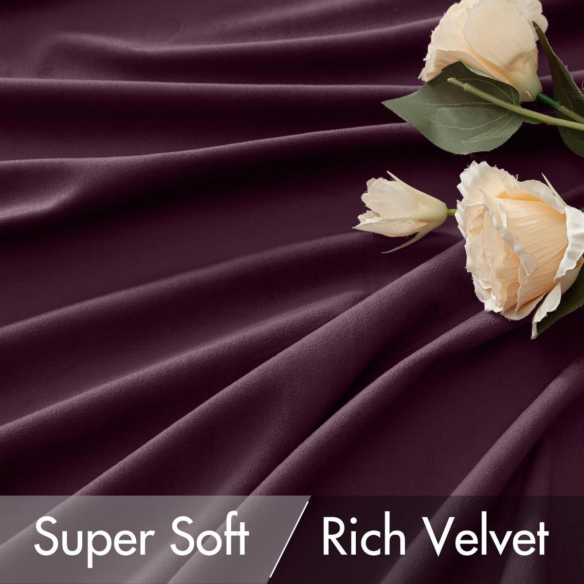 MIULEE Dark Purple Velvet Curtains 96 inches 2 Panels - Luxury Room Darkening Window Drapes for