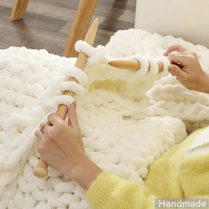 WESHIONGOO Chunky Knit Blanket Throw 40"×40" Knitted Throw Blankets for Couch Bed Fluffy Soft