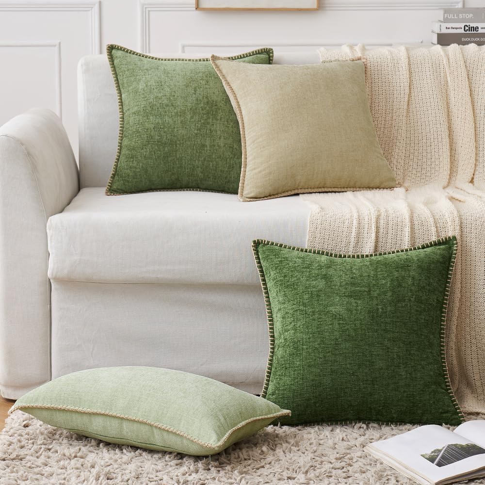 MIULEE Pack of 2 Couch Throw Pillow Covers 22x22 Inch Beige Farmhouse Decorative Pillow Covers with