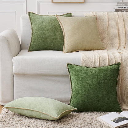 MIULEE Pack of 2 Couch Throw Pillow Covers 24x24 Inch Beige Farmhouse Decorative Pillow Covers with