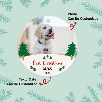 Personalized Christmas Ornament 2025 Custom Pet Memorial Gifts Photo Ornament Dog Cat First