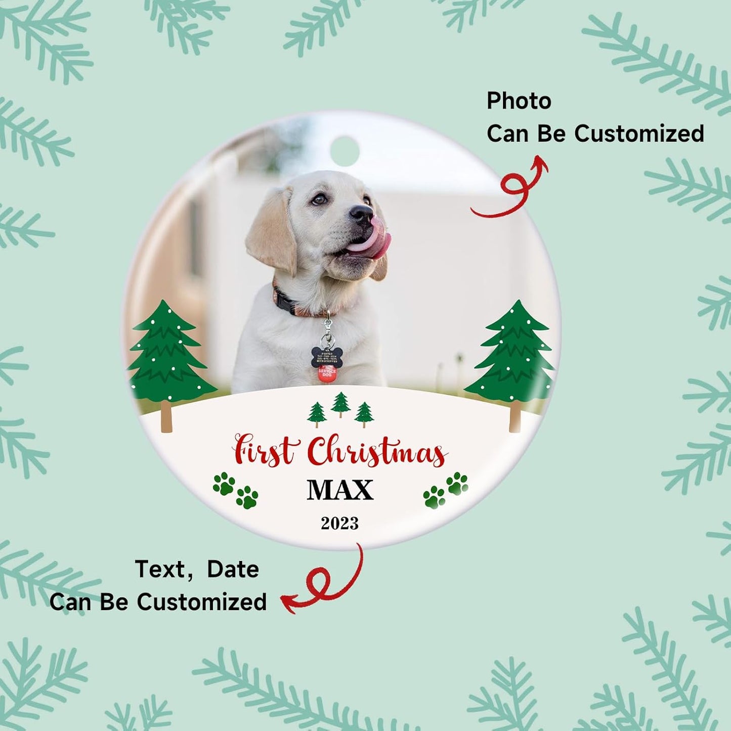 Personalized Christmas Ornament 2025 Custom Pet Memorial Gifts Photo Ornament Dog Cat First