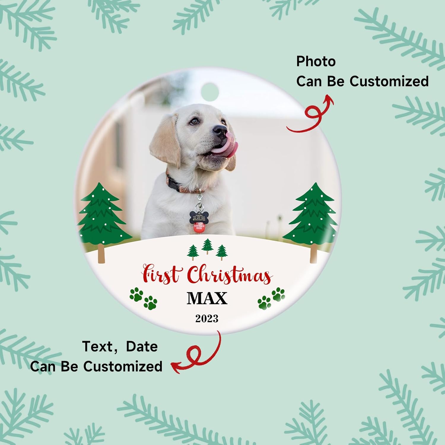 Personalized Christmas Ornament 2025 Custom Pet Memorial Gifts Photo Ornament Dog Cat First