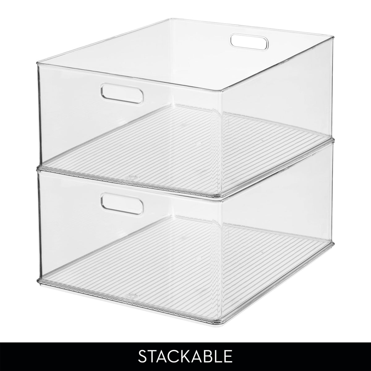 iDesign Storage Bins with Handles, Set of 3, Clear