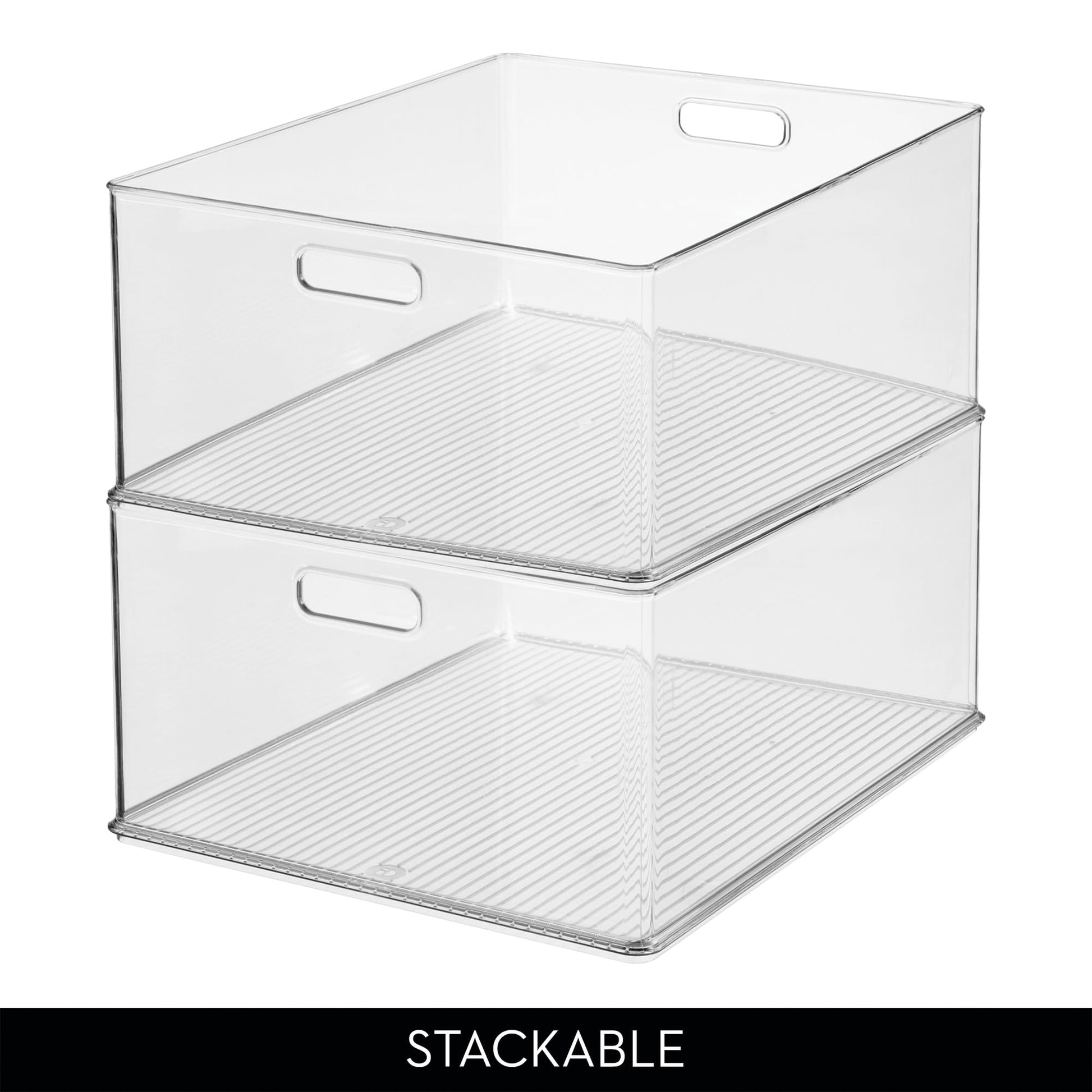 iDesign Storage Bins with Handles, Set of 3, Clear