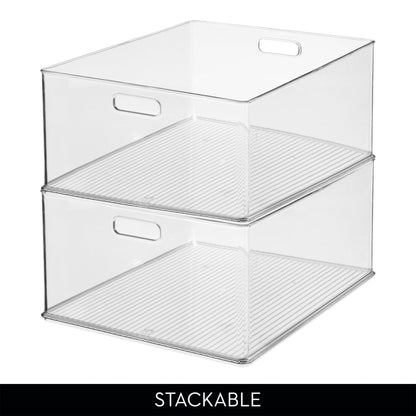 iDesign Storage Bins with Handles, Set of 3, Clear
