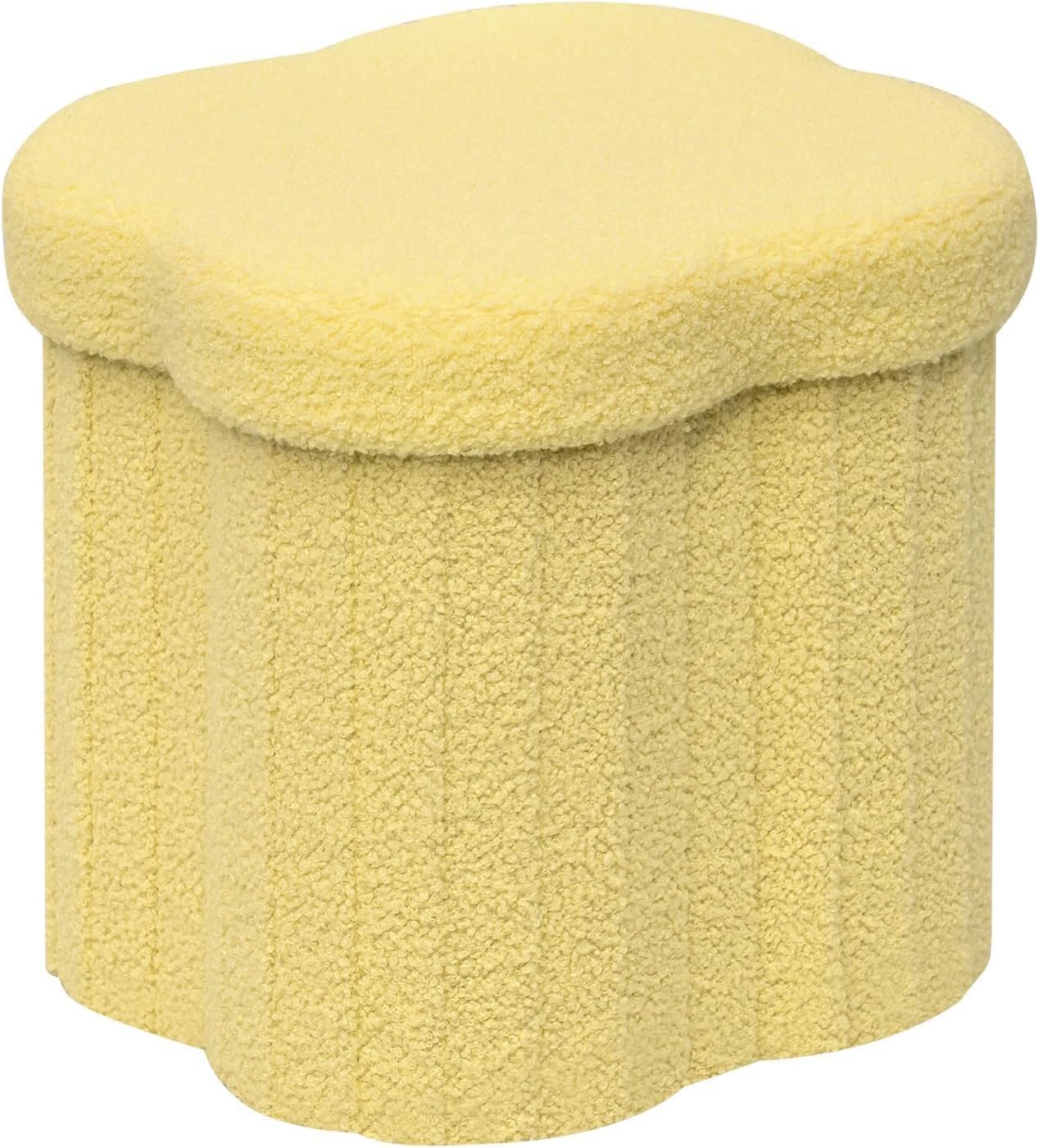 B FSOBEIIALEO Storage Ottoman Cube, Flowers Shaped Ottomans with Storage Foot Stool Footrest for