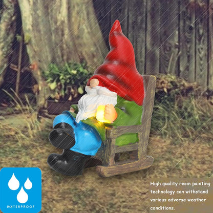 Garden Gnome Statue Solar Light Miniature Outdoor Decor Gnome Figurine for Outdoor Indoor Home Lawn