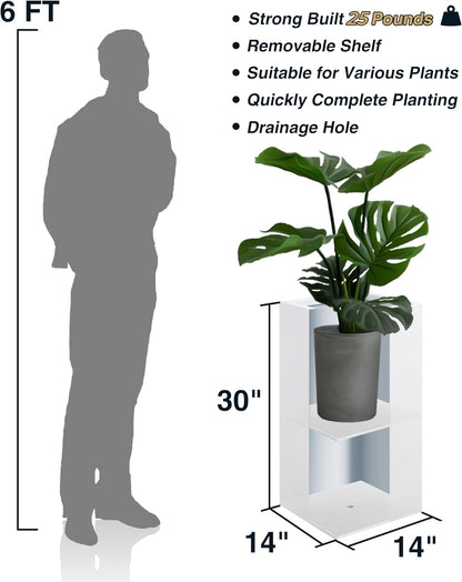 Metallic Heavy Tall Outdoor/Indoor Planter Box, Seamless Metal Planter, Rectangular