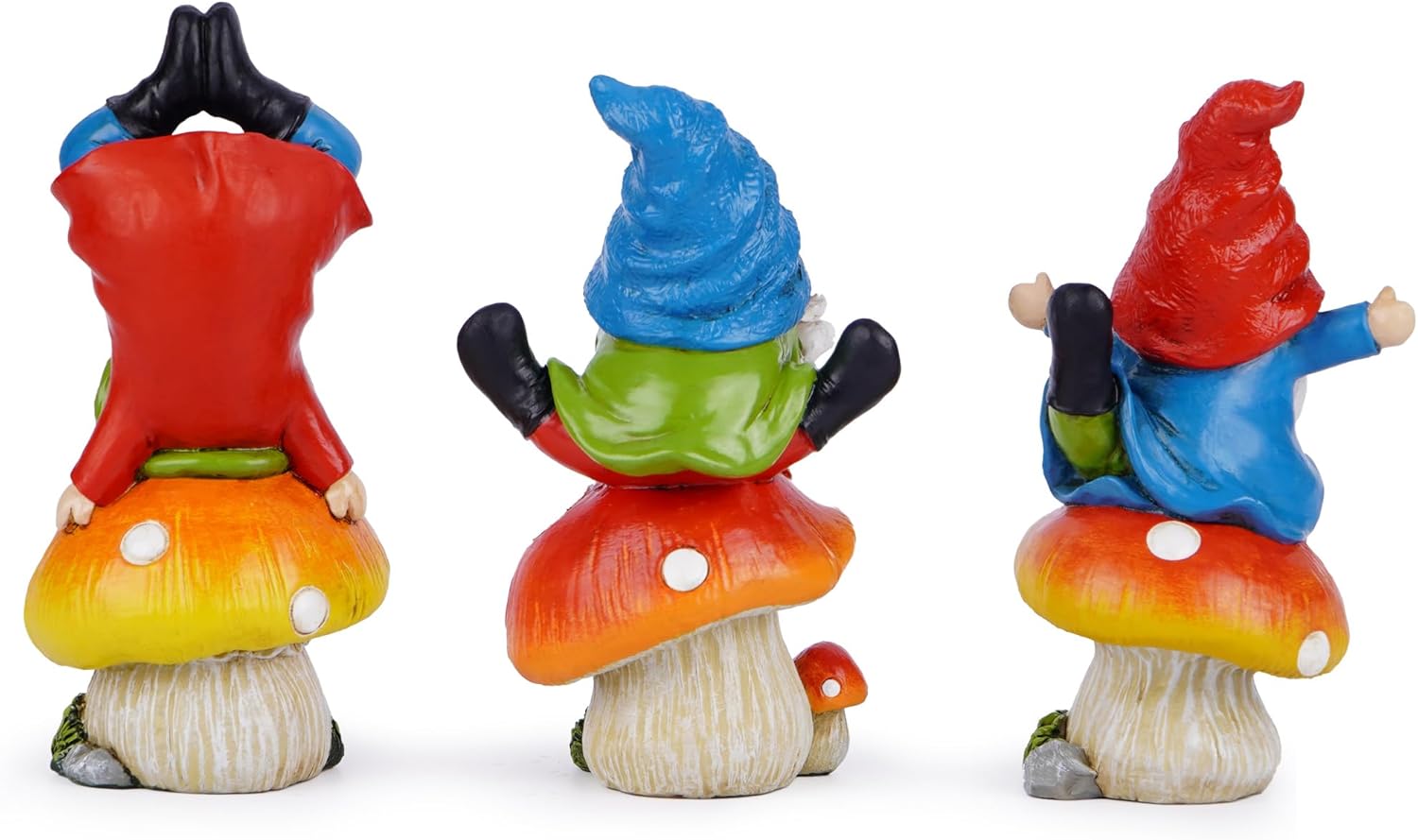 Hodao 3 PCS Spring Yoga Mushroom Gnomes Decoration Summer Elf Figurines Gifts for Home Spring