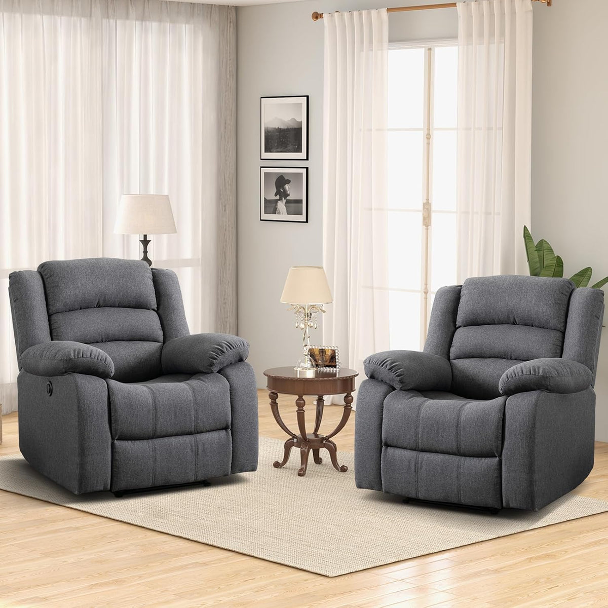 EBELLO Classic Power Recliner Chair, Oversized Electric Reclining Chair with Overstuffed Cushion