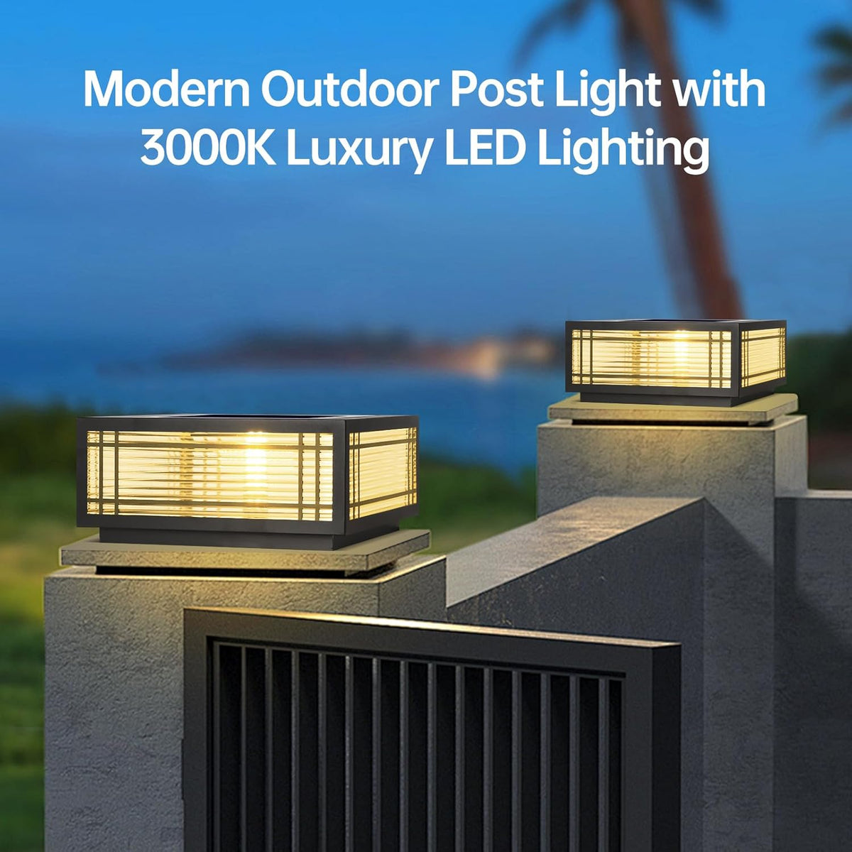 SLAWA Solar Post Light Fixture Exterior Pillar Light with LED Solar Power Column Caps Lamps