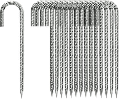 J-Hook-Rebar-Stakes-12 Inch, Ground Stakes Heavy Duty Rebar Stakes for Camping 50pcs Rebar Stakes
