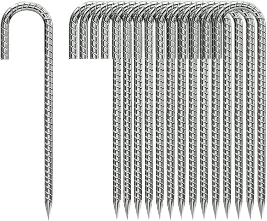 J-Hook-Rebar-Stakes-12 Inch, Ground Stakes Heavy Duty Rebar Stakes for Camping 50pcs Rebar Stakes