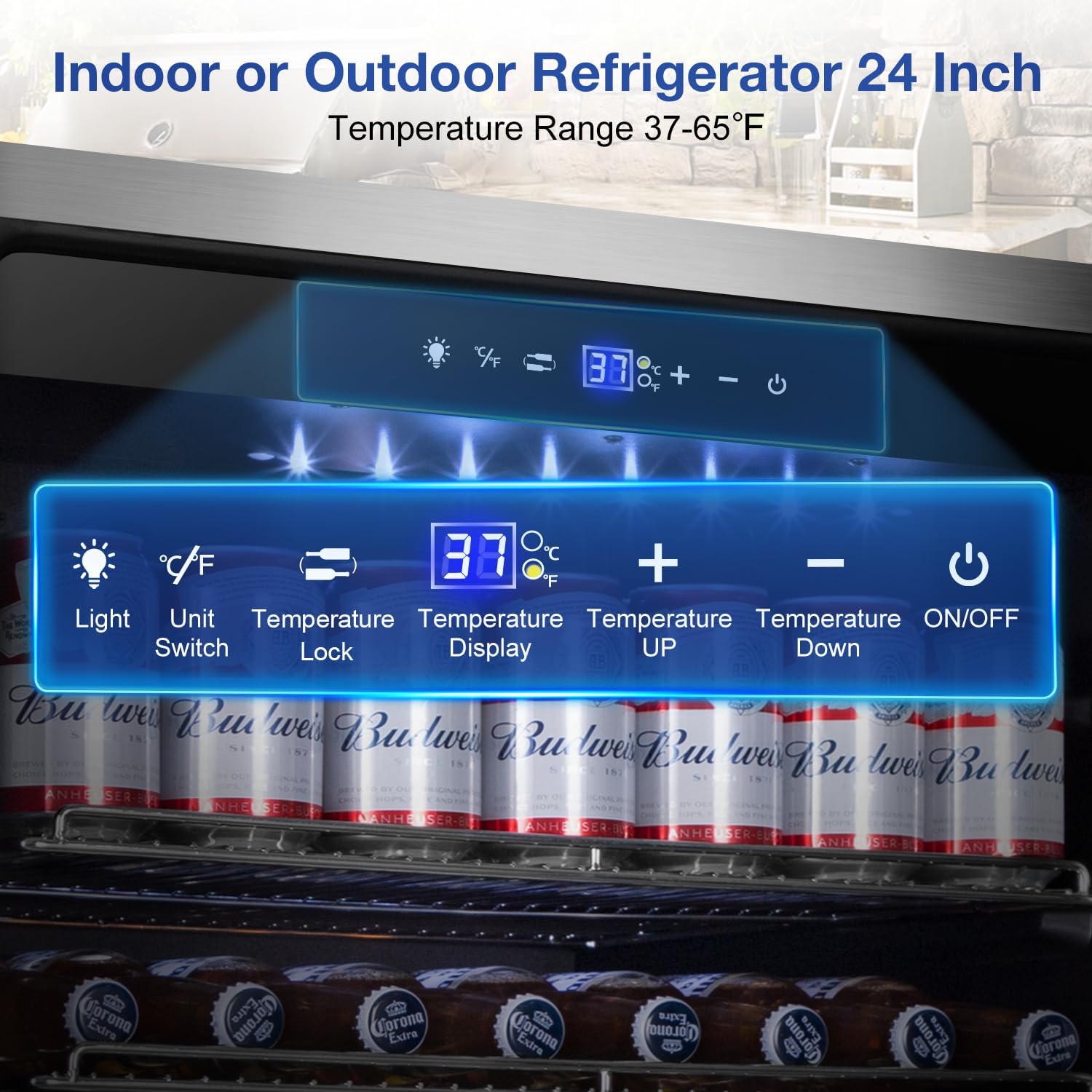 Tylza Outdoor Refrigerator 24 Inch Wide, Stainless Steel Beverage Refrigerator 176 Can for