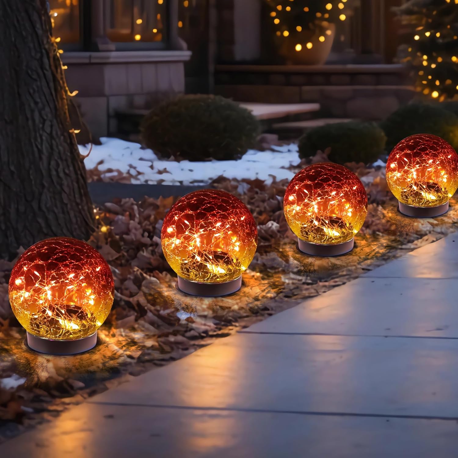 Solar Globe Lights Outdoor Waterproof-Solar Balls-Solar Garden Lights-Orbs for Outside 4 Pack