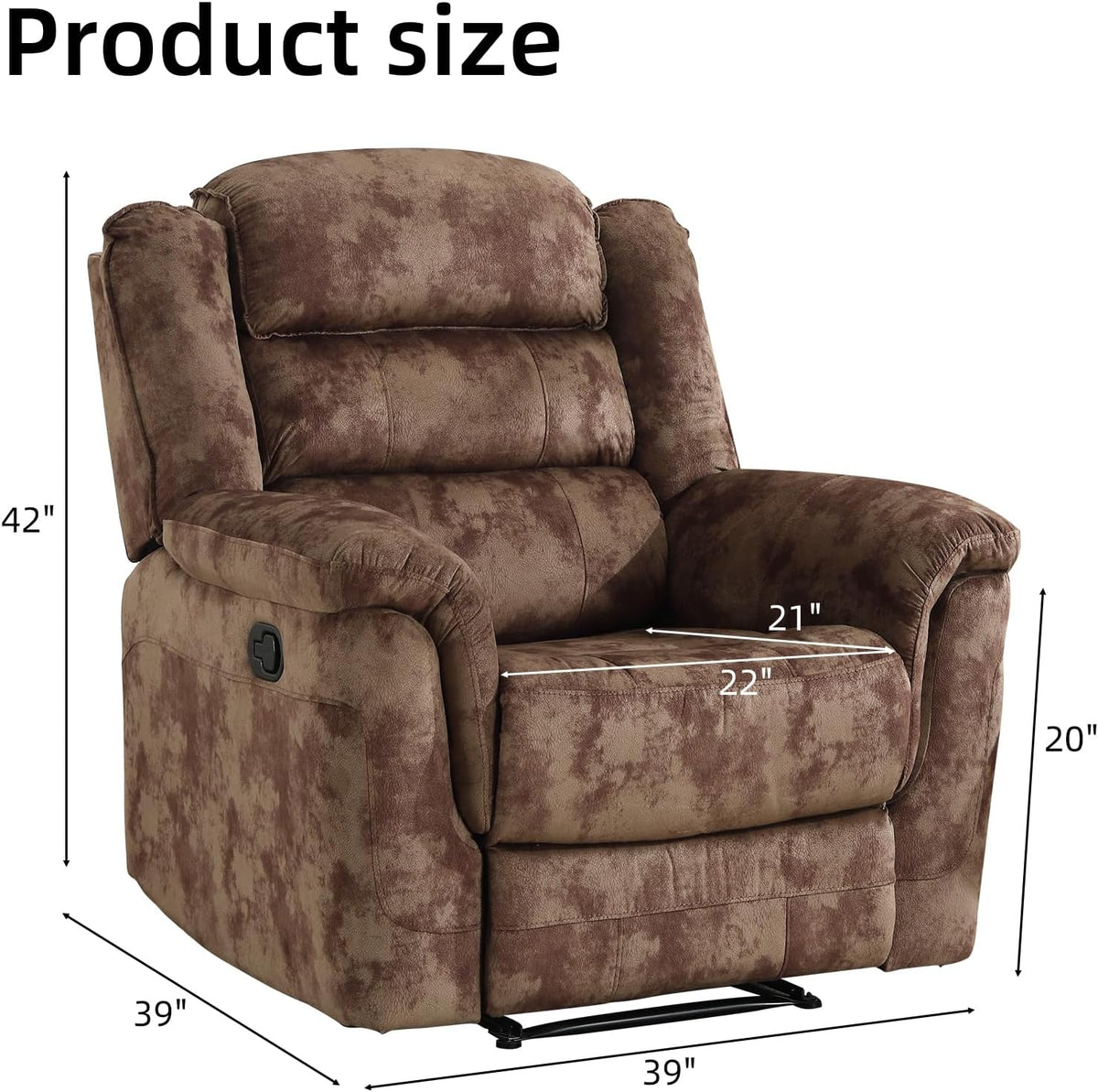 EBELLO Manual Recliner Chair, Soft Fabric Recliner Sofa with Overstuffed Armrest and Backrest for