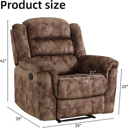 EBELLO Manual Recliner Chair, Soft Fabric Recliner Sofa with Overstuffed Armrest and Backrest for