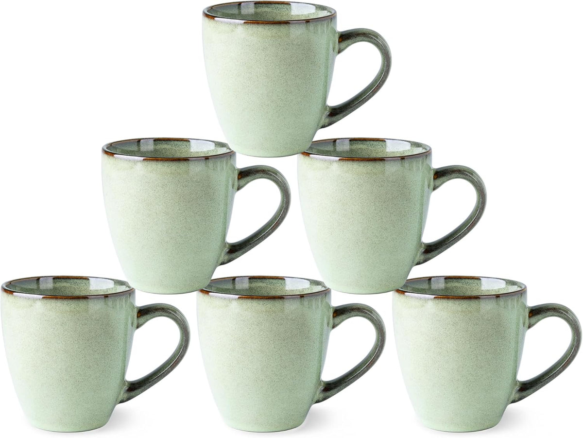 GBHOME Ceramic Coffee Mugs Set of 6, 12oz Stoneware Coffee Mugs Set For Dad Mom Women MEN, Light