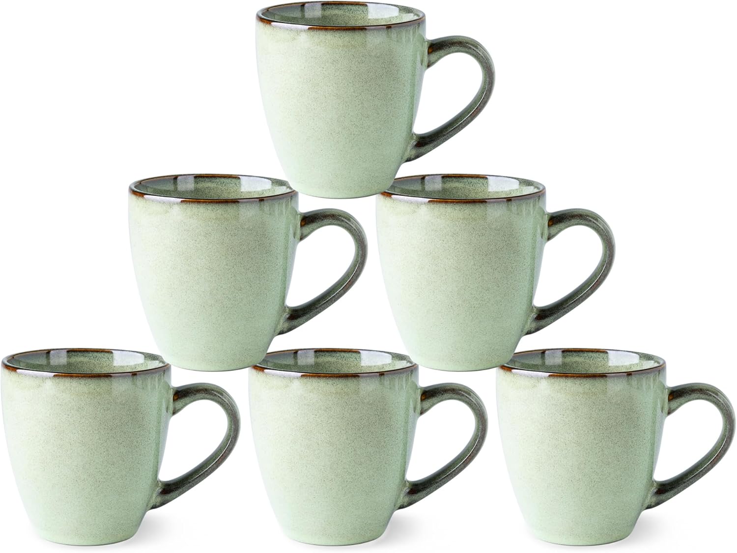 GBHOME Ceramic Coffee Mugs Set of 6, 12oz Stoneware Coffee Mugs Set For Dad Mom Women MEN, Light