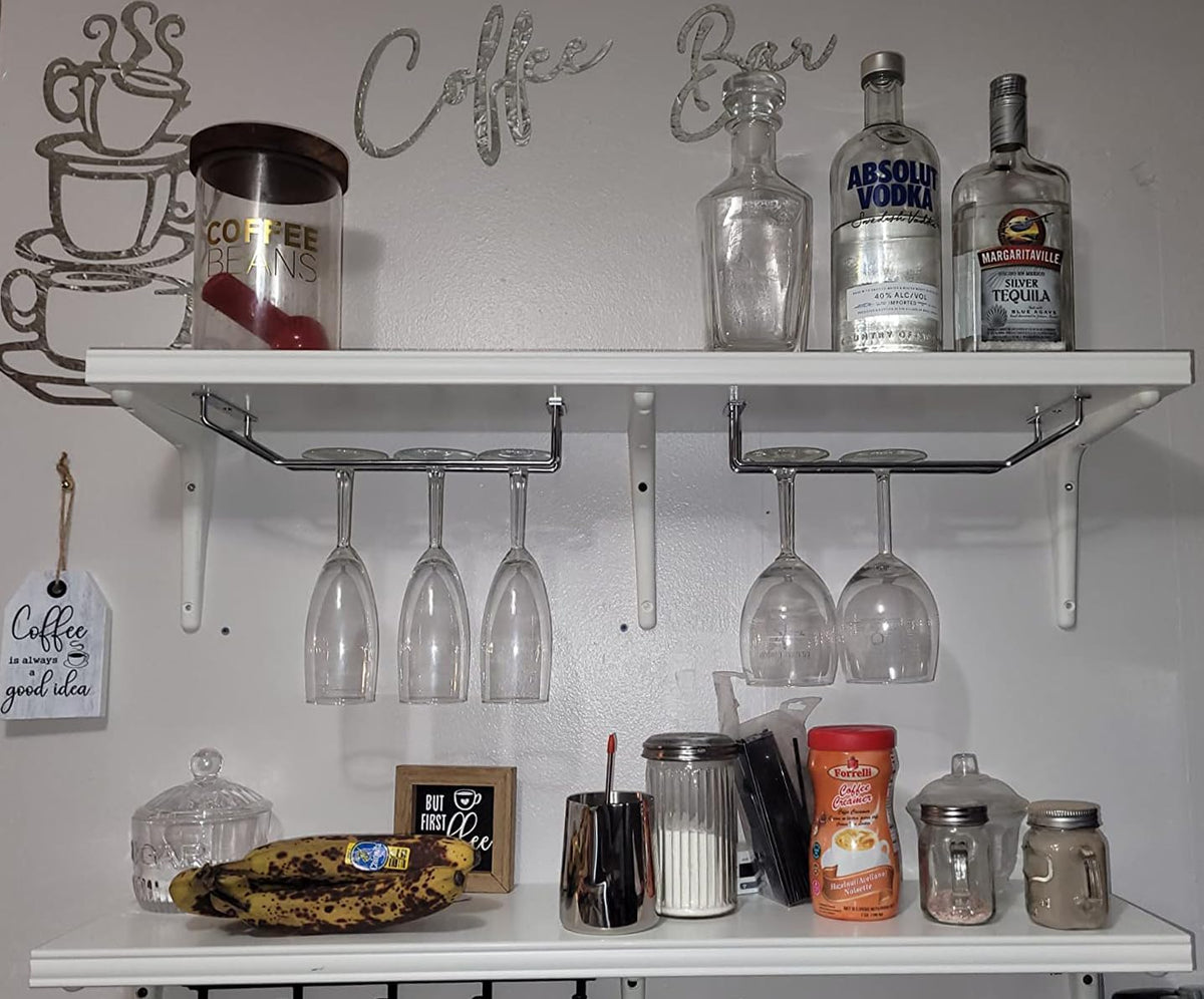 10.8 Inch Wine Glass Rack, Under Cabinet Wine Glass Holder, Wine Glass Hangers Under Shelf, Chrome