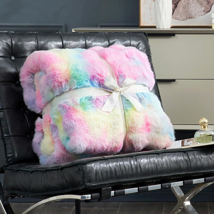 Cozy Bliss Faux Fur Throw Blanket for Couch, Fuzzy Soft Plush Thick Bubble Blanket for Sofa Bedroom
