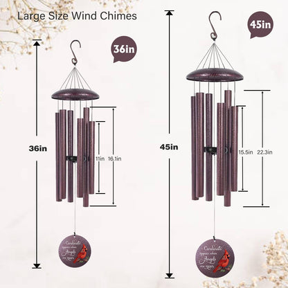 ASTARIN 36" Large Deep Tone Personalized Name Sympathy Wind Chimes, Cardinal Memorial Wind Chime