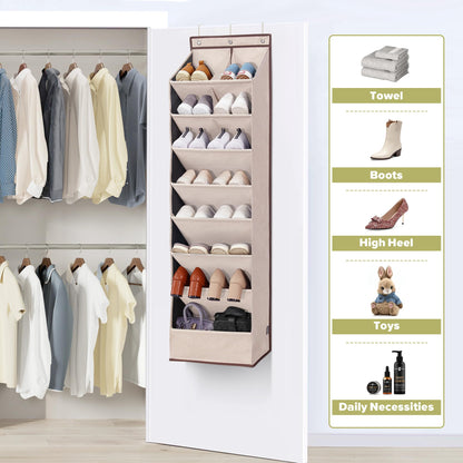 4 Pack Shoe Organizer with 6 Extra Large Pockets and 4 Large Pocket, Over the Door Sturdy Closet