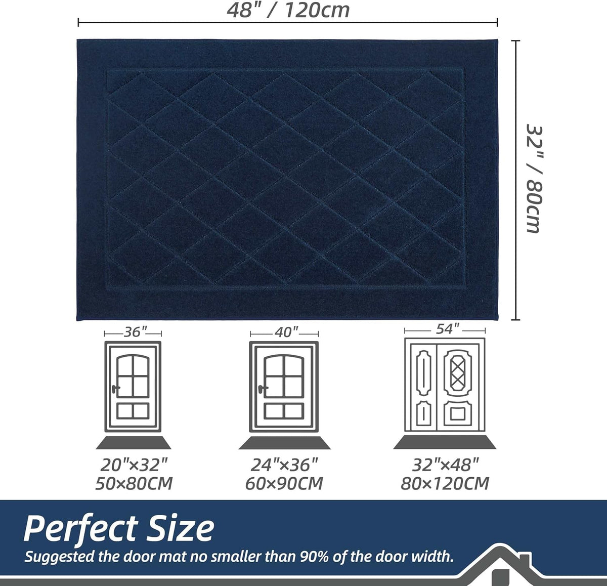 BEQHAUSE Dirt Trapper Door Mat 32" x 48", Doormat Non-Slip Entryway Rugs Washable, Dog Door Mat