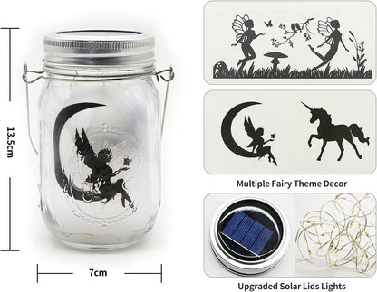 8 Pack Fairy Star Firefly Jar Lids Lights,Solar Fairy String Lids Lights（No Jars）,Waterproof