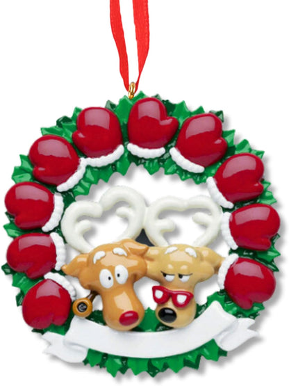 3D Couple Reindeer Family of 10 Ornament 2025 Personalized Family Christmas Ornaments 2025 |