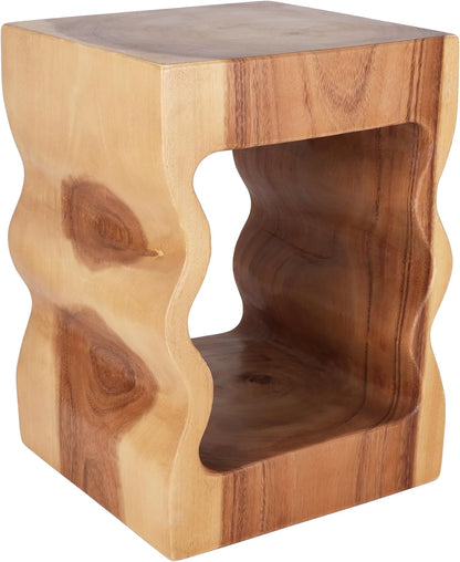 Rutledge & King Mid Century Modern Boho Chic Round Wooden End Table - 12.6" x 12.6" x 17.7" - Light