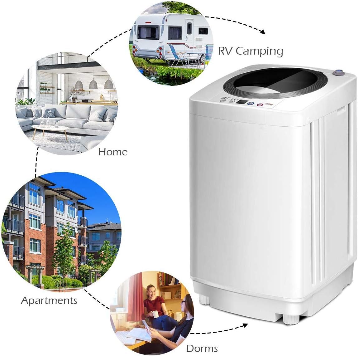 Giantex Portable Washing Machine, Full Automatic Washer and Dryer Combo, with Built-in Pump Drain 8