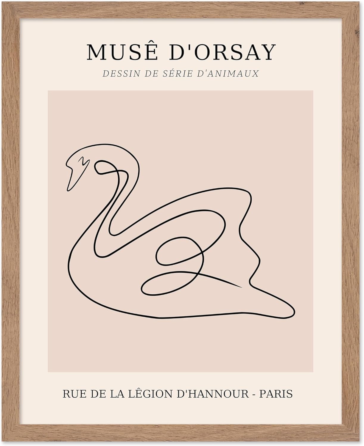 Poster Master Vintage Poster - Retro One Line Swan Drawing Print - Swan Art - Bird Art - Minimal