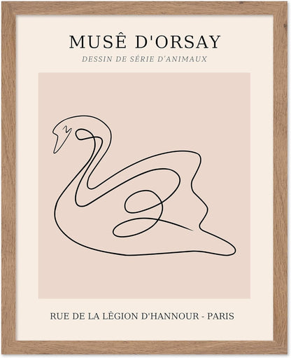 Poster Master Vintage Poster - Retro One Line Swan Drawing Print - Swan Art - Bird Art - Minimal
