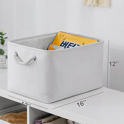 TheWarmHome Storage Basket for Shelves - 15.8x11.8x11.8 inch 3 Pack Fabric Storage Cubes