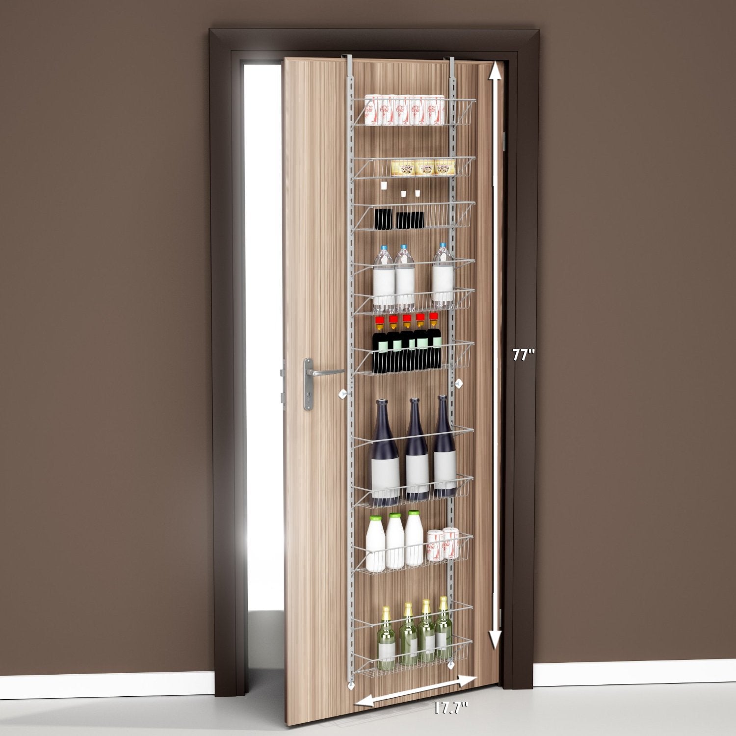 Home-Complete Pantry Over The Door Spice and Jar Rack Organizer - Great Storage Space for Cabinets