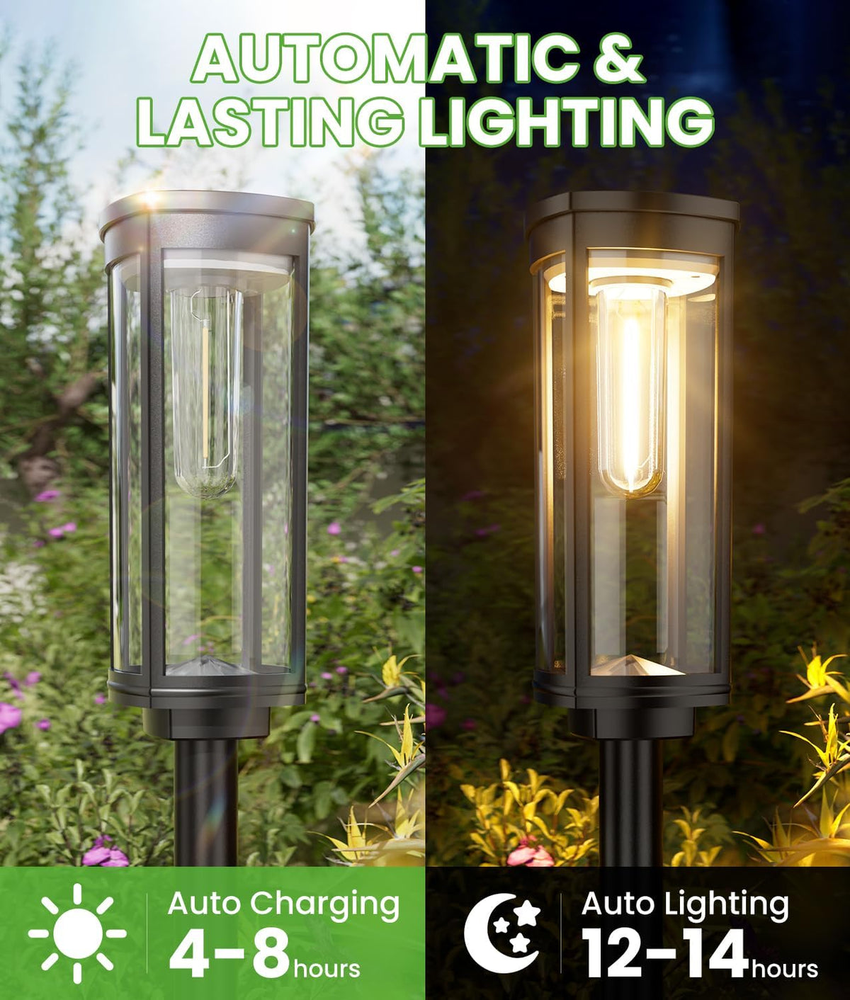 Bright Solar Pathway Lights Outdoor, 8 Pack Solar Powered Garden Lights Waterproof IP65, Auto